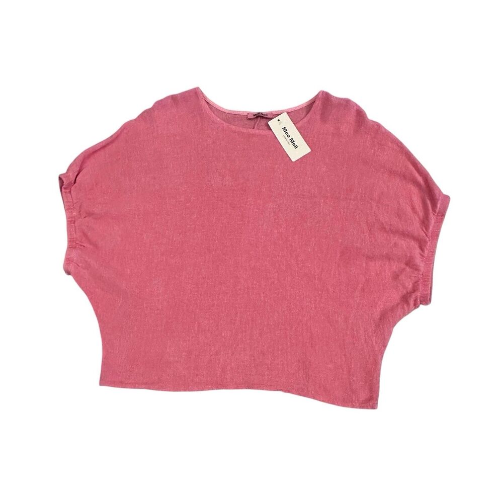 Meo Meli Linen Blend Top Pink Women’s One Size Made In Italy Stye 777 Lagenlook